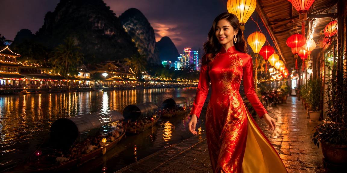 Cá cược trực tuyến phong cách Hội An với tà áo dài Việt Nam