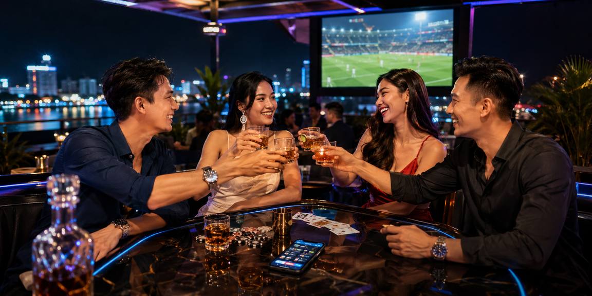 Trò chơi poker Việt Nam với ánh sáng neon